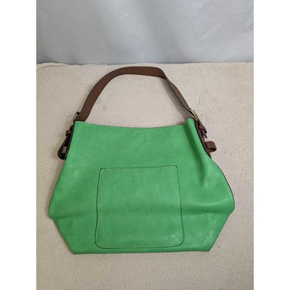 Vibrant Green Hobo Shoulder Bag Reversible Brown Interior Faux Leather‎ Casual